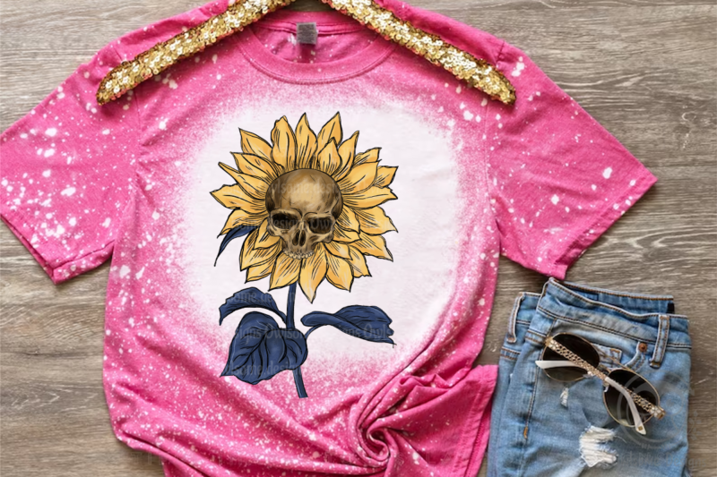 Vintage Skull Sunflower Sublimation Design