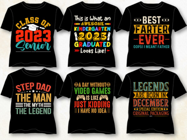 Vintage typography t-shirt design bundle