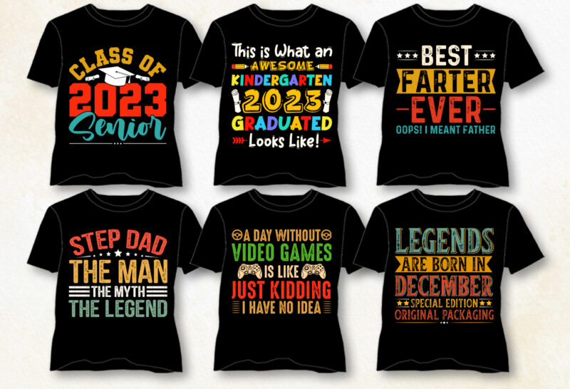 Vintage Typography T-Shirt Design Bundle