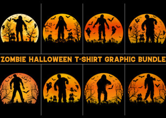 Zombie Halloween T-Shirt Design Graphic Background Vector Bundle