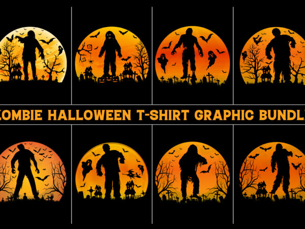 Zombie halloween t-shirt design graphic background vector bundle