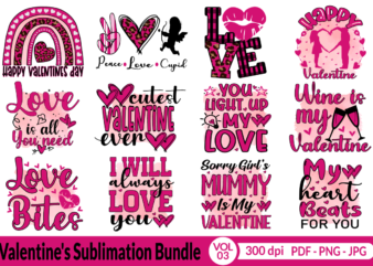 Valentine Day Sublimation Bundle t shirt vector art