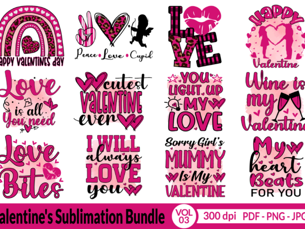 Valentine day sublimation bundle t shirt vector art