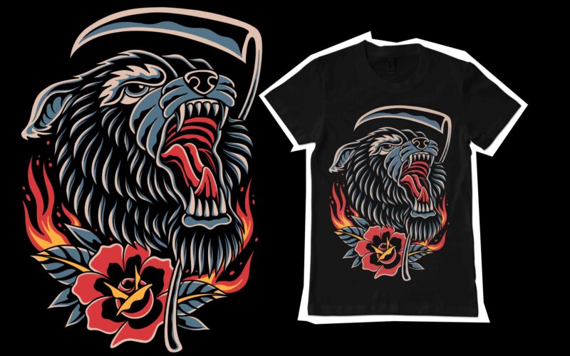 Angry bear illustration for t-shirt design