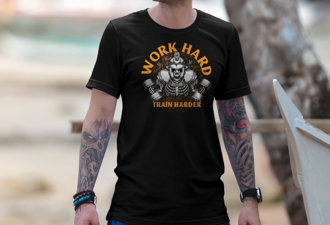 Warrior skull weightlifting Tshirt Design