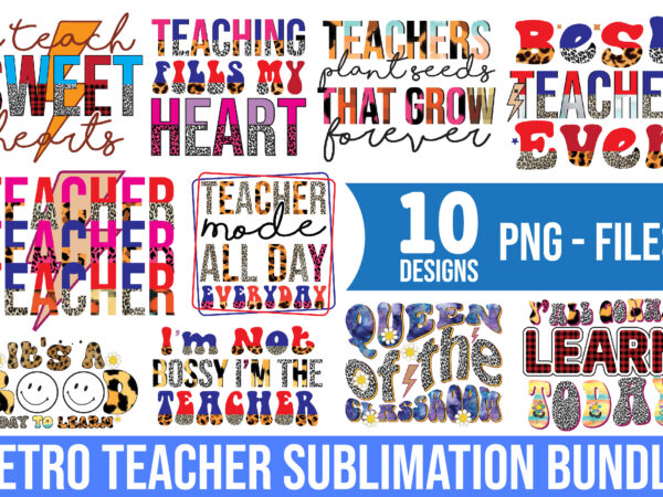 Teacher sublimation bundle t shirt designs for sale
