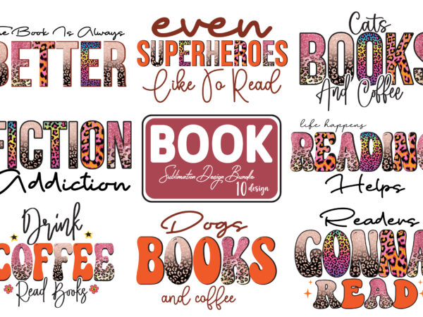 Book lover sublimation design bundle