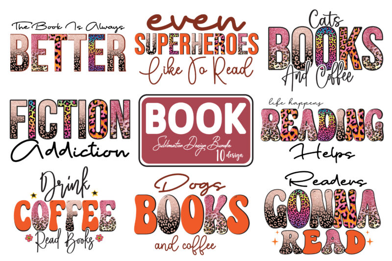 Book Lover Sublimation Design Bundle