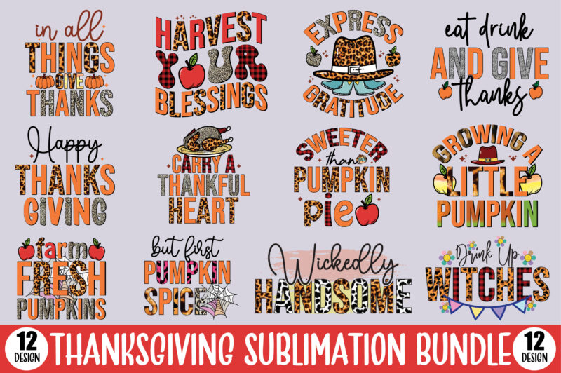 Thanksgiving Sublimation Design Bundle