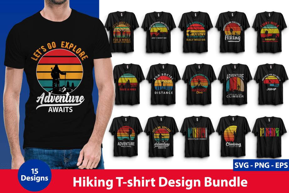 Hiking T-shirt Design Bundle - Buy t-shirt designs