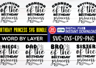 Birthday princess svg bundle birthday squad, birthday group, bithday queen, mommy and me outfits, family bundle svg, daughter of a queen, mother of a princess, mama mini, queen with crown t shirt template