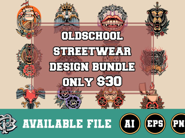 Oldschool streetwear t-shirt design bundle