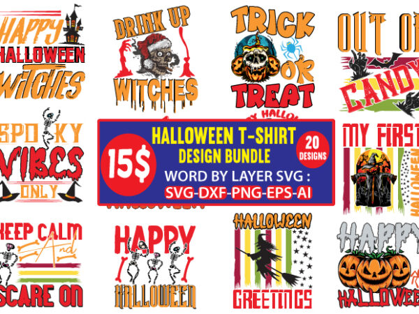 Halloween t-shirt design bundle