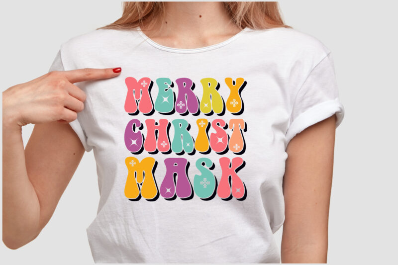 MERRY CHRIST MASK COLORFUL T SHIRT DESIGN