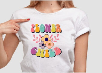 FLOWER CHILD WITH FLOWER COLORFUL T SHIRT DESIGN