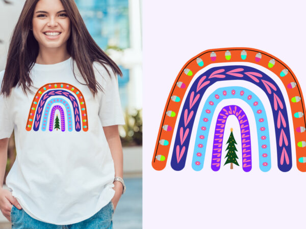 Christmas rainbow t shirt vector file