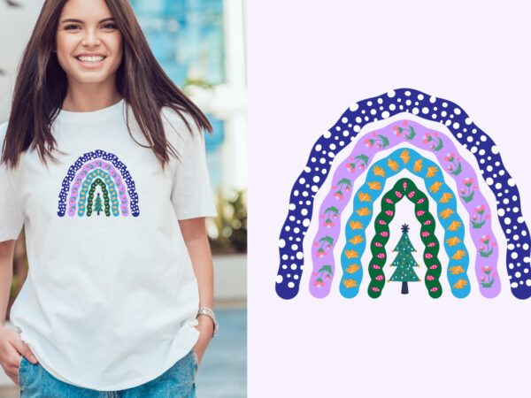 Christmas rainbow t shirt vector file