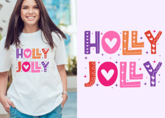 holly jolly Christmas T-shirt Design. Christmas T-shirt quote. T-shirt Concept. Christmas vector. T-shirt