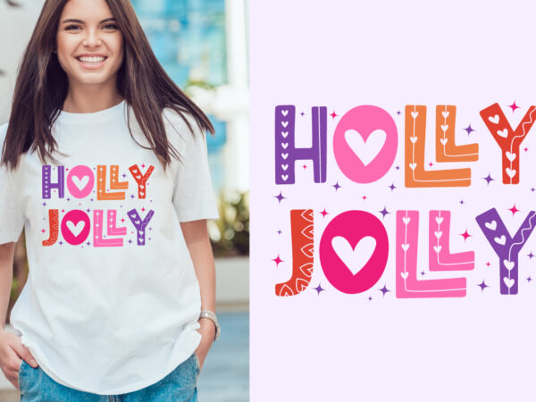 Holly jolly christmas t-shirt design. christmas t-shirt quote. t-shirt concept. christmas vector. t-shirt