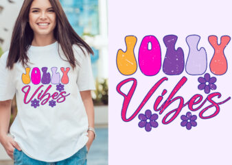 holly vibes Christmas typography. Christmas craft for merchandise. Winter designs. Christmas t shirt designs