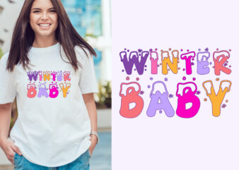 winter daby Christmas T-shirt Design. Christmas T-shirt quote. T-shirt Concept. Christmas vector. T-shirt