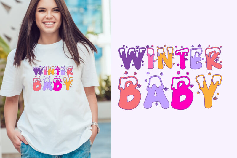 winter daby Christmas T-shirt Design. Christmas T-shirt quote. T-shirt Concept. Christmas vector. T-shirt