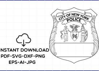 city of new york police,city of new york police batch,City of New York Police Badge, Logo, Seal, Custom, Ai, Vector, SVG, DXF, PNG, Digital