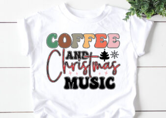 Coffee & Christmas music Sublimation t shirt vector file