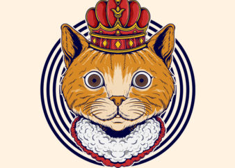 king cat illustration t shirt vector art