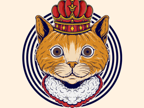 King cat illustration t shirt vector art