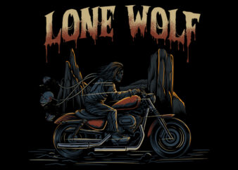 lone wolf illustration t shirt vector graphic
