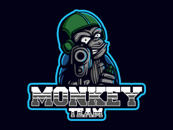 Monkey team illustration t shirt designs for sale