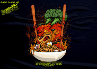 Dragon ramen noodle, urban japan streetwear t shirt vector illustration