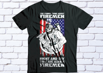 Fireman day and night USA flag tshirt