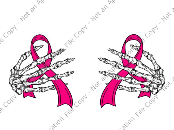 Boob skeleton hand on breast cancer ribbon halloween svg, skeleton hand ribbon svg, skeleton hand svg, skeleton halloween svg t shirt template