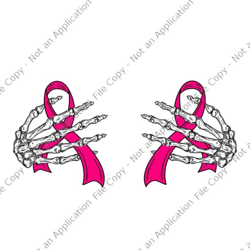 Boob Skeleton Hand On Breast Cancer Ribbon Halloween Svg, Skeleton Hand Ribbon Svg, Skeleton Hand Svg, Skeleton Halloween Svg