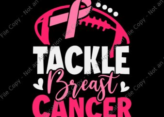 Tackle Football Pink Ribbon Breast Cancer Awareness Svg, Tackle Breast Cancer Svg, Football Ribbon Svg