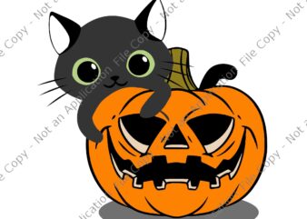 Halloween Black Cat Witch On Pumpkin Svg, Black Cat Witch Svg, Black Cat Halloween Svg, Halloween Svg