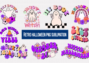 retro halloween png t shirt design bundle