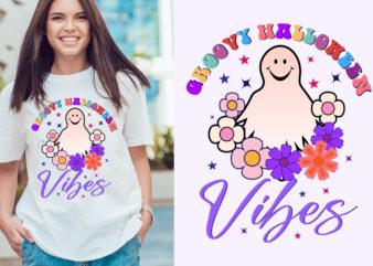 groovy halloween vibes Halloween t shirt design template. Halloween party t shirt design. Typography, illustration Halloween t shirt design. Halloween day t shirt. Halloween night t shirt design.