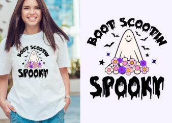 boot scootin spooky halloween t shirt design