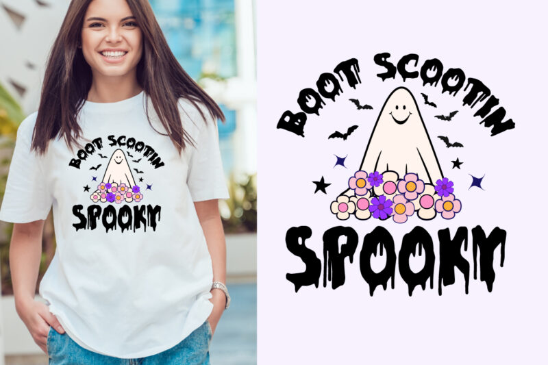 boot scootin spooky halloween t shirt design