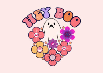 hey boo Halloween T-Shirt Design. Halloween Vector Graphic. Halloween T-Shirt illustration. Horns head devil t-shirt design. Beautiful and eye catching halloween vector