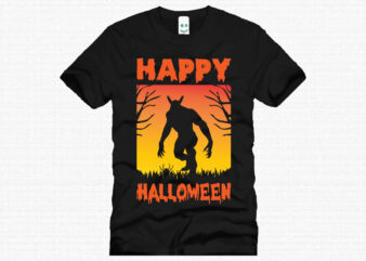 happy Halloween t shirt design template. Halloween party t shirt design. Typography, illustration Halloween t shirt design. Halloween day t shirt. Halloween night t shirt design.