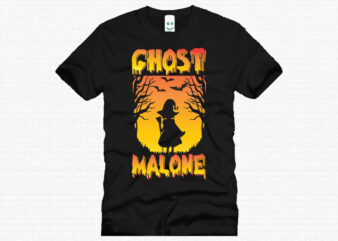 ghost malone Halloween t shirt design template. Halloween party t shirt design. Typography, illustration Halloween t shirt design. Halloween day t shirt. Halloween night t shirt design.