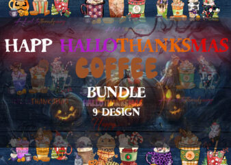 Happy Hallothanksmas Coffee Bundle PNG, Coffee Clipart, Fall PNG, Halloween png, Christmas PNG, Western Png, Instant Download, Sublimation Design