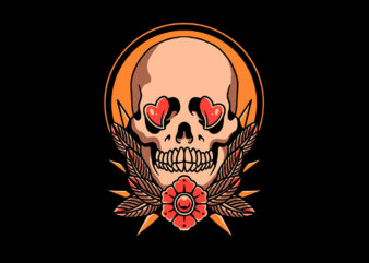 love skull t shirt vector graphic