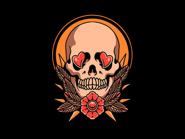 Love skull t shirt vector graphic