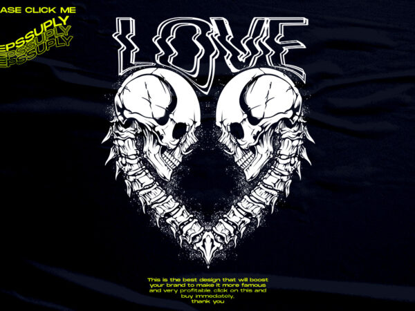 Couple set love skull illustrations design t-shirt