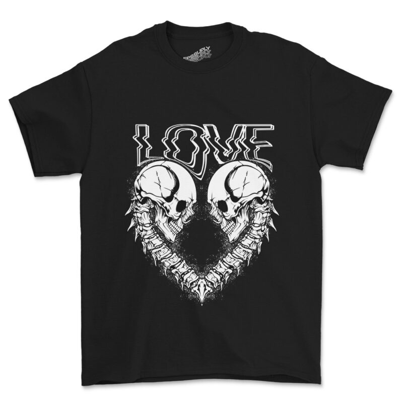 couple set LOVE SKULL illustrations design t-shirt